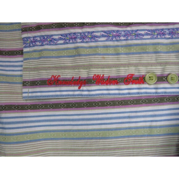 Robert Graham Shirt Mens Large Green Purple Stripe Button Up - Picture 8 of 10